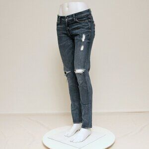 7 For All Mankind Josefina Distressed Mid Rise Straight Leg Jeans